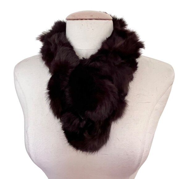 Genuine Rex Rabbit Fur Dark Brown Neck Warmer Scarf By Cejon Accessories‎ Inc. - Picture 7 of 10
